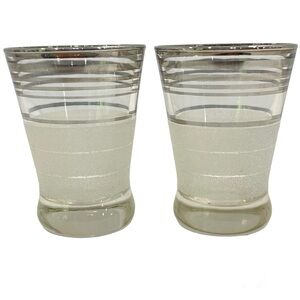 West Virginia Glass Frost Nip Platinum Cocktail Cordial Glasses Vintage Set of 2